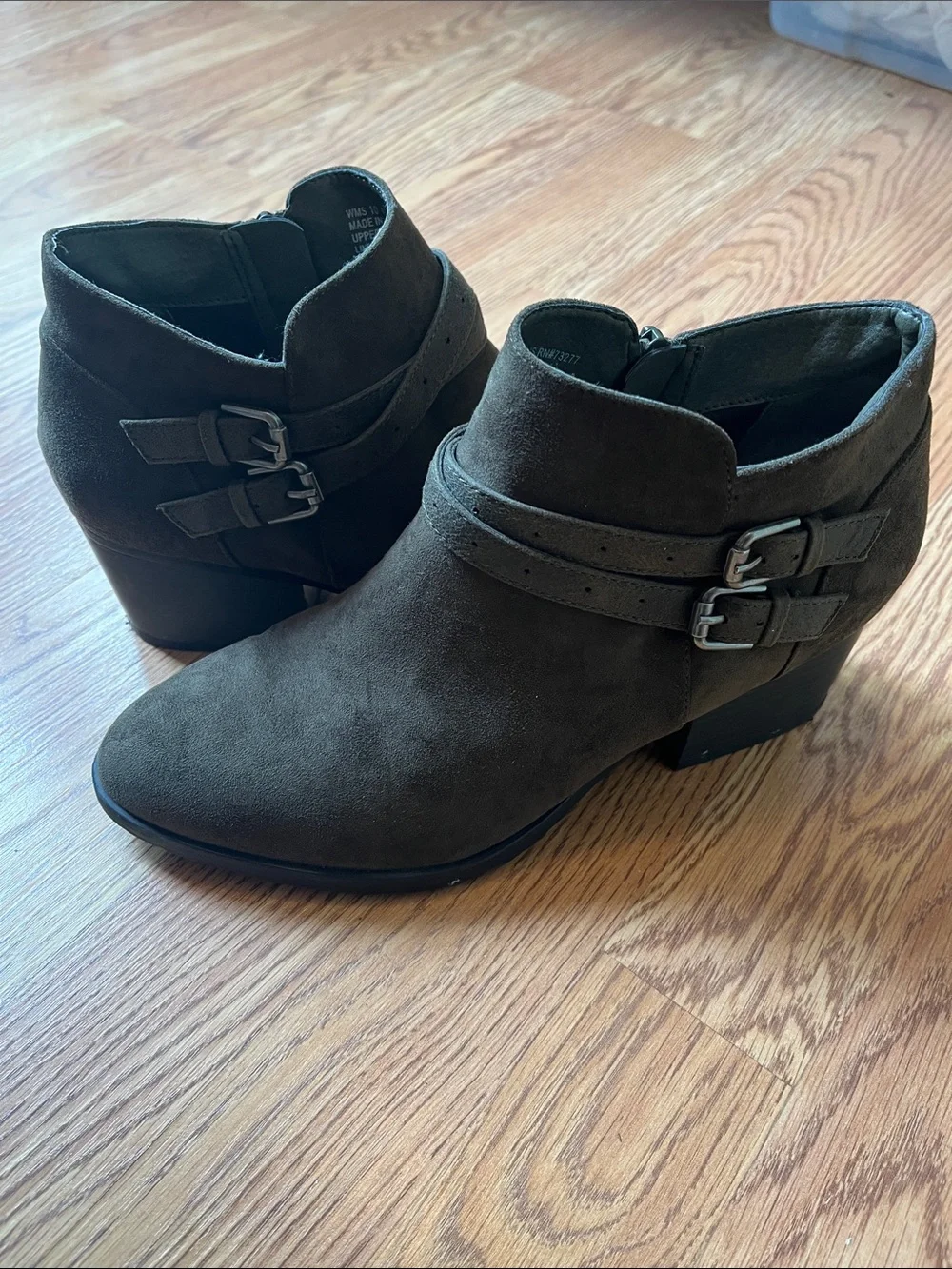 Sonoma Olive Suede Double-Buckle Ankle Boots